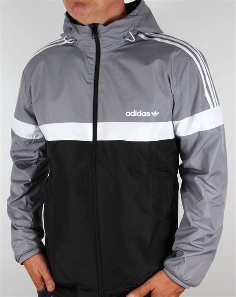 adidas windbreaker schwarz weiß grau|adidas originals classic windbreaker.